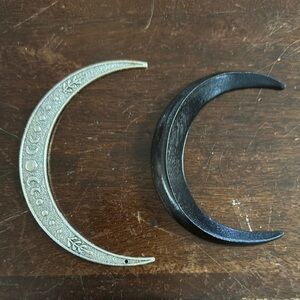 Crescent Moon Bun Hair Holders in Black and Silver